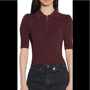 Sandro Nami Half-zip Sweater In Bordeaux Sz 2